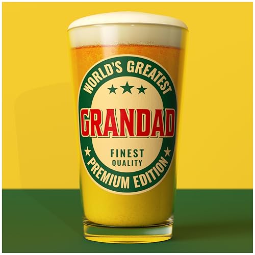 Insaxa Grandad Gifts - World's Greatest Grandad Beer Glass (1 Pint/570ml) Father's Day Gifts Presents for Birthday Gift for Christmas Pint Glass Gift