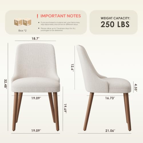 Image of MALOL Upholstered Dining Chairs Set of 4 with High-Back, Beige
