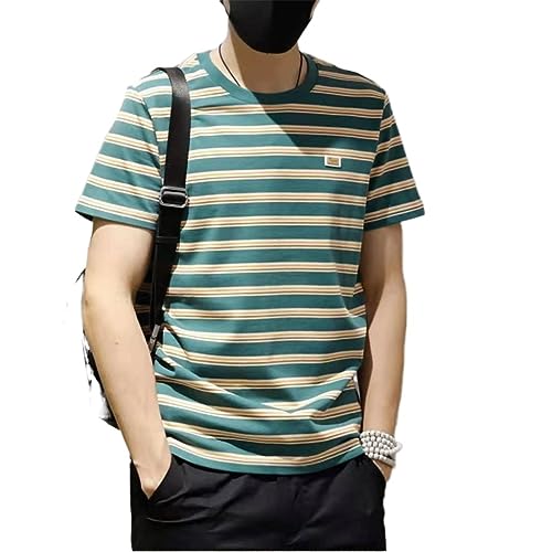 Chemise à rayures vertes et t-shirt décontracté de style coréen pour l'été