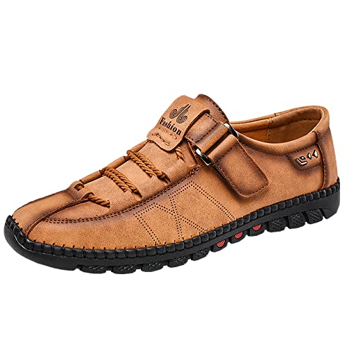 Men's Casual Fashion Loafers Knitted Laces Breathable Rubber Comfortable Business Light Driving Leather Shoes