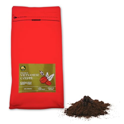 Strong Vietnamese Coffee Ground - Dark Roast, 500g | 100% Robusta for Bold, Rich Taste | High Caffeine Kick | Ideal for Cà Phê Sữa Đá | Perfect for Phin Filter, Espresso, or Iced Coffee
