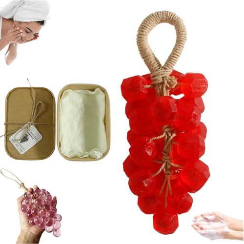 Sapone All'uva Di Cristallo Originale Fatto A Mano Personalizzato, Kit Fai Da Te For Sapone All'uva, Lavaggio Delle Mani E Bagno, Saponetta Da Bagno A Freddo For Uomini E Donne, Aria Fresca(Red)