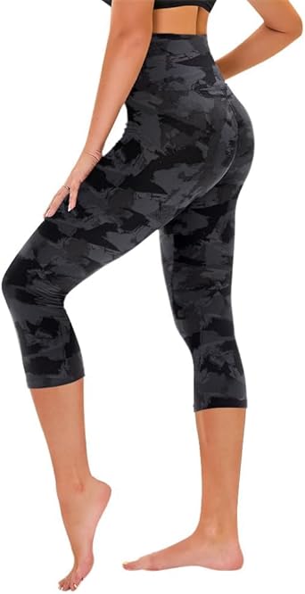 TNNZEET Capri Leggings for Women - Tummy Control Black Leggings with Pockets High Waisted Yoga Pants Workout Cycling Leggings