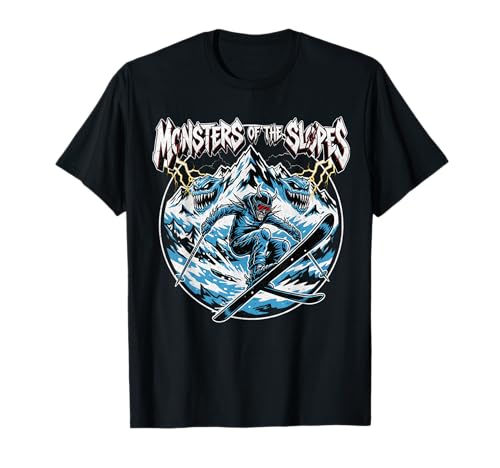 Lustig Apres-Ski Fahren Berg Crew Spruch Monsters of Slopes T-Shirt