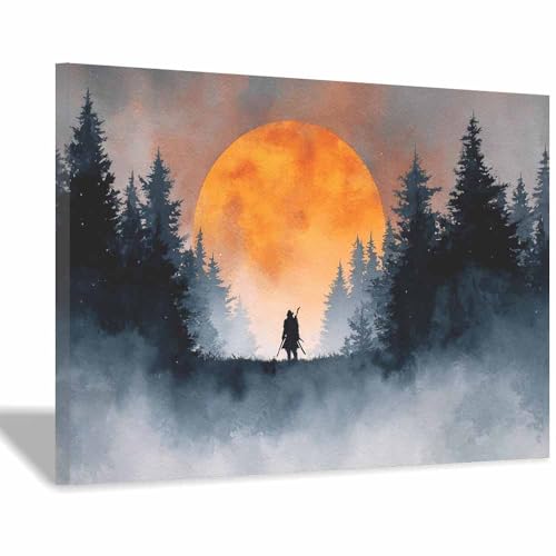 Art mural d'Halloween grand poster d'horreur sur toile de salon 40x60cm bleu brume
