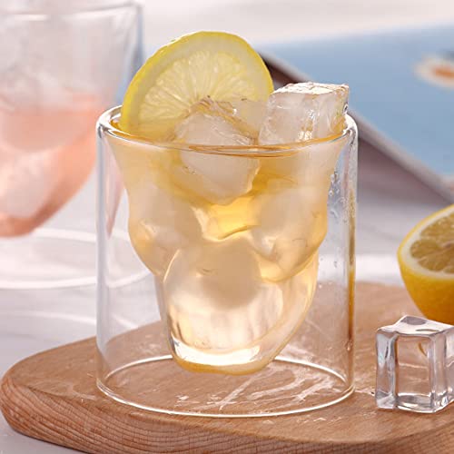 Nkadkns Double Transparent Skull Shot Glasses, Skull Cup-8.45Oz,Interesting Halloween Wine Glass, Creative Whiskey, Spirits, Vodka And Cocktail Skull Wine Glass, Party Bar Gift. #TOP5