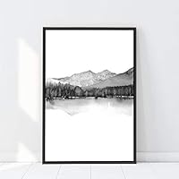 Framed Canvas Wall Art Black and White Mountain Canvas Prints Home Artwork Decoration for Living Room,Bedroom - 16x24 inches