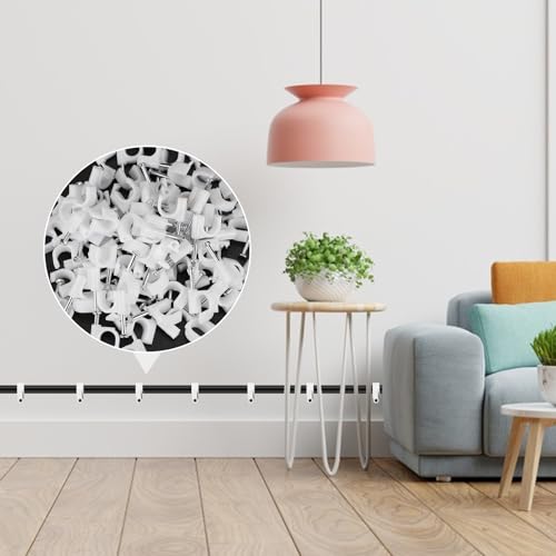 Chiluxendo 500stk Kabelhalter Runde + 200stk Kabelschellen Quadrat, Nagelschellen, Kabelklemmen, Kabelklemme mit Nagel, Kabel Cable Clips, Kabelschelle, Kabelbefestigung, Kabelhalterung, Nagelschelle