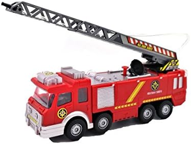 Alibuy Electric Fire Truck Toys,Lights and Sounds Extendable Ladder with Spray Water Rescue Vehicle Firetruck for Kids Children