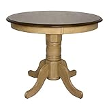 Sunset Trading Brook Round Pedestal Dining Table, Distressed Two Tone Light Creamy Wheat with Warm...