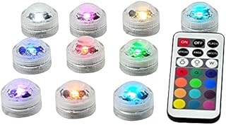 Submersible LED Lights with Remote Waterproof Flameless LED Tea Light Candle Diamond Shape CR2032 Battery White Warm White RGB Underwater Led Pool Lights for Vase,Fish Tank,Wedding,Halloween,Pond Deco