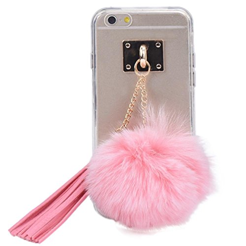 For iphone 6s plus,AutumnFall® Soft Transparent TPU Protect Phone With Fur Ball for iPhone 6 plus/6S plus 5.5 Inch