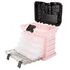 Pink Tool Box – Durable Tackle Box Organizer with 4 Compartments for Hardware, Fishing Tackle, Beads, Hair Accessories…