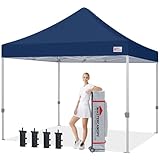 マスターキャノピー（MASTERCANOPY）タープテント ワンタッチ 3M 商用 アウトドア用 三段階調節 スチールフレーム 耐水 UVカット（キャスターバッグ ペグ ロープ ウェイトバッグ付き）（ネイビーブルー）