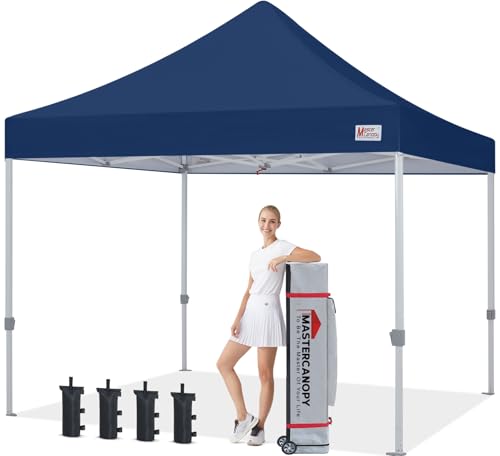 Image of MASTERCANOPY 10x10 Heavy Duty Pop Up Canopy Tent with Roller Bag,Navy Blue