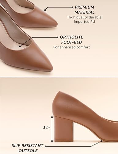 Image of Symbol Premium Women's 'Desk to Dinner' Block Heel Pumps (Ortholite Insole|Stylish Heels)