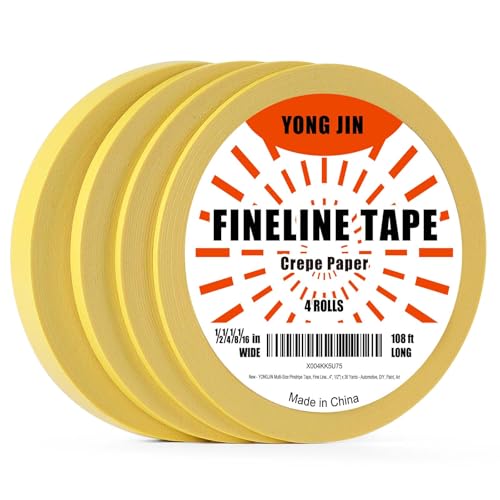 YONGJIN Multi-Size Pinstripe Tape, Fine Line Masking Tape Set for Automotive, DIY, Paint, Art (1/16