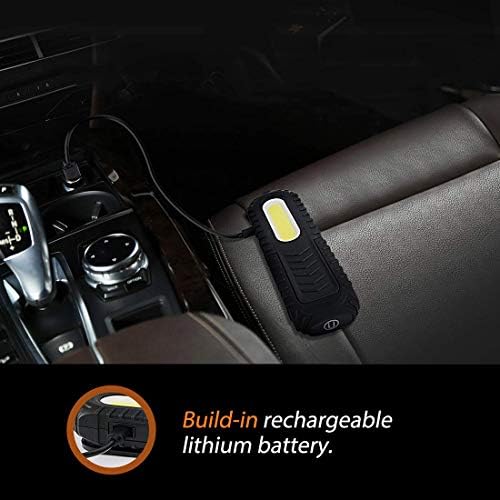 Gyj&mmm Rechargeable Inspection Lamp,Super Bright LED Work Light Front Lumen COB And Top 3W LED Torch for Workshop Auto Emergency Use (Black)