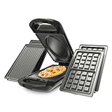 Drew&Cole Deluxe 5 Minute CleverChef - Non-Stick Multicooker - Includes Omelette, Grill & Waffle Plates - Great for Paninis, Omelettes, Toasties, Waffles, Pizza, Dessert & More