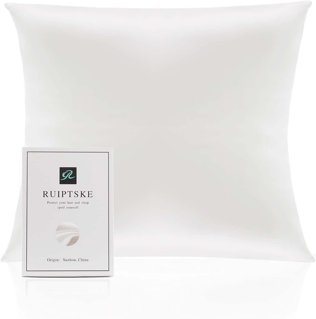 Kissenbezug aus Naturseide, hypoallergen, 22 Momme, 100% Seide, 600 Fäden, mit verdecktem Reißverschluss (White, 80x80cm)