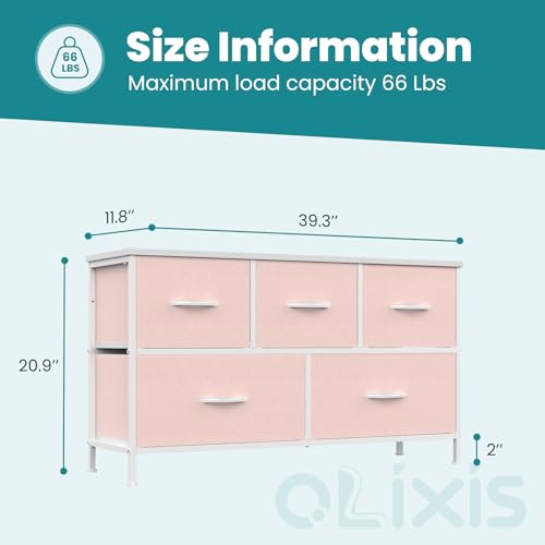 OLIXIS Dresser for Bedroom with 5 Drawers, Wide Chest of Drawers, Fabric Bedroom Dresser with Drawer Organizer, Storage Organizer Unit with Fabric Bins for Closet, Living Room, Hallway, Classic Black - Image 6
