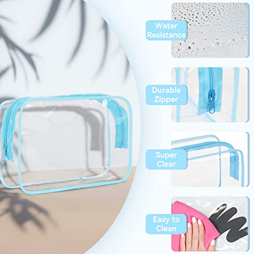 Tisratok 12 Pcs Clear Toiletry Bag For Women Men, Transparent Cosmetic Bag For Travel Makeup Organizer Tsa Approved Pouch - Blue,Small #TOP4