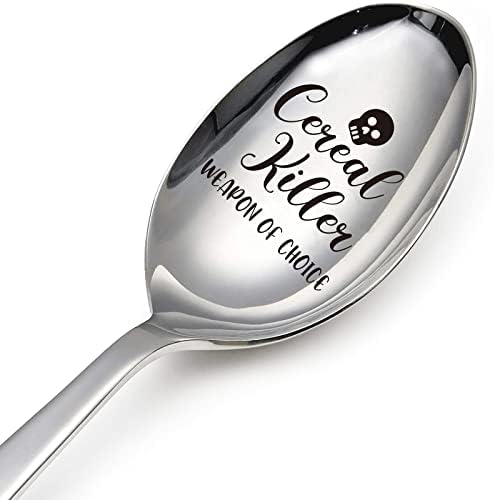 Ming Heng Funny Cereal Killer Weapon of Choice Spoon Engraved Stainless Steel Spoon, Unique Funny Gifts for Teen Kids Men Women Friends,Best Gifts for Birthday Graduation Thanksgiving Christmas Gifts