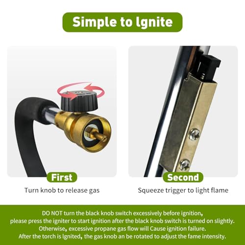 KOMAN Weed Torch Propane Burner, 35" Long Arm, Self-Ignition,Fuel by 1LB /5-40LB Propane Tank, for Roofing, Weeding, Campfire Starting (Output 24000BTU) by KOMAN - Image 2