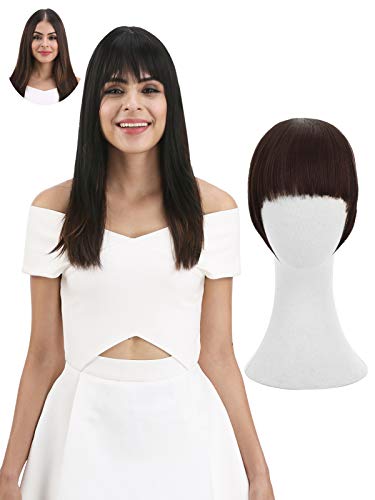 REECHO Fashion One Piece Clip in Hair Bangs/Fringe/Hair Extensions (Thick Full Length Bangs, Dark Brown)