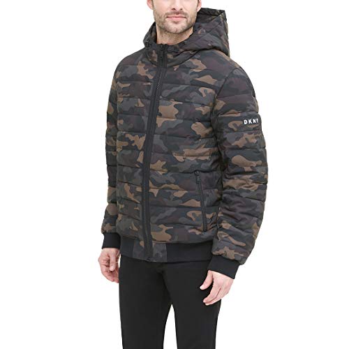 Image of DKNY Men's Quilted Performance Hooded Bomber Jacket