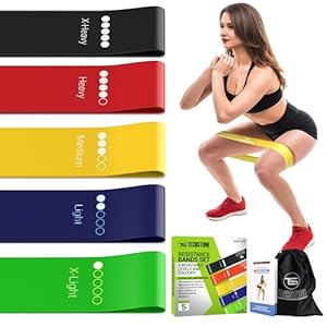 TechStone Resistance Bands Set for Men and Women, Pack of 5 Different Resistance Levels Elastic Band for Home Gym Long Exercise Workout – Great Fitness Equipment for Training, Yoga – Free Carrying Bag