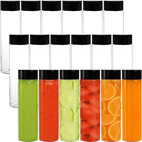 KAHEIGN 13 Piezas Botellas de Jugo de Plástico Pet Transparente, 13,6 Oz (400 Ml) Botellas de Bebida de Batido Vacías con Tapas para Jugo de Agua Leche Bebidas Caseras