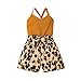 Kwowko Kinder Mädchen Ärmellos Elegant Lang Jumpsuit Grubenstreifen Neugeborene Onesie Sommer Leopard Overall Hosenanzug Träger Playsuit Romper