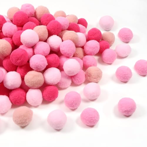 TOAOB Pompons 200pcs Pompons Loisirs Creatifs Rose Thème 20mm Petits Pompoms Artisanale pour Les Décorations de Bricolage Fournitures Couture Guirlandes...