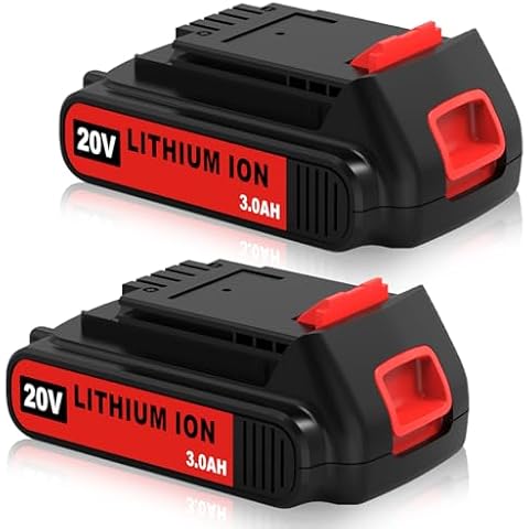2 Pack【Upgraded to 3.0Ah】LBXR20 Replacement Battery Compatible with Black Decker 20V Lithium battery LB20 LBX20 LST220 LBXR2020-OPE LBXR20B-2 LB2X4020 20 Volt Max Li-ion Cordless Power Tool (Red) Cover