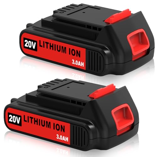 2 Pack 3000mAh Extended Capacity Replacement for Black and Decker 20V Lithium Battery Compatible with Black Decker 20 Volt Battery LBXR20 LB20 LBX20 LBX4020 LBXR2040 LST220 Cordless Power Tools(Red)