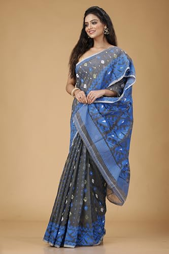 Image of OISHANI SAREE GHOR Women's Traditional Bengal Cotton Silk Soft Jamdani Saree - Beautiful design and Quality - Without Blouse Piece