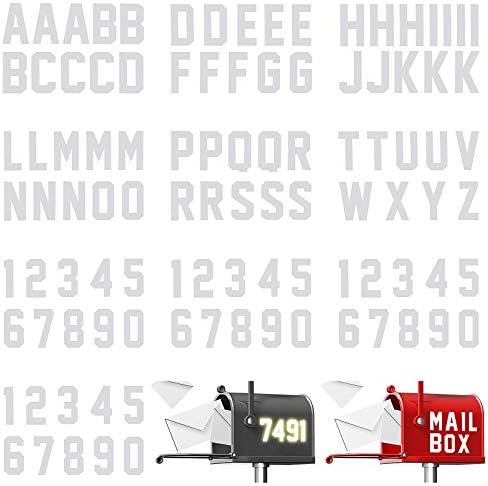 100 Piece Reflective Mailbox Number Stickers, Self Adhesive Reflective Capital Letter Sticker, Number Decals Vinyl Mailbox Number Decals for Mailbox Address, Bin, Window, Door, Cars (White,2 Inch)
