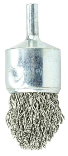 Image of Weiler 10323 Controlled Flare Crimped Wire End Brush 1 inch, .020 inch Stainless Steel Fill, Made in The USA (Pack of 10)