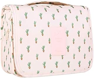 ElifeAcc Hanging Travel Toiletry Bag Folding Bathroom Organizer Portable Cosmetic Wash Bag for Women Girls Cactus