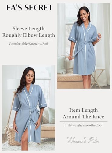 Image of EA'S SECRET Robes for Women Summer Lightweight Bathrobe Bamboo Short Kimono Robe Soft Spa Bath robe Sleepwear for Ladies