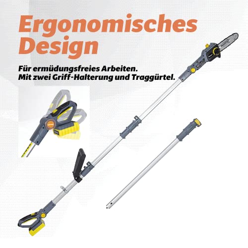 Foto von FANZTOOL 20V Li-Ion Akku-Hochentaster mit 2,5Ah Akku/Ladegerät, Höhe bis 5 m, 17 cm Schnittstärke, Schwertlänge 20 cm, leichtes Gewicht 4 kg
