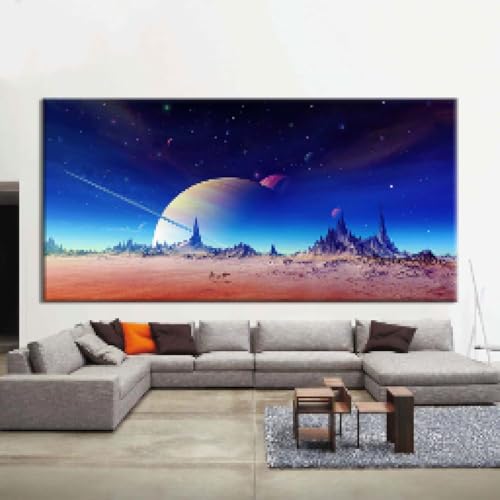 Impression sur toile Saturne pour salon moderne et décoration murale style art urbain