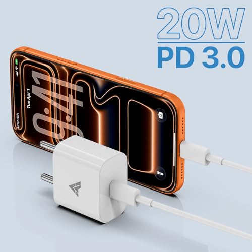Image of DR VAKU 20W Charger Type C Adapter for iPhone 17 /17 Air /17 Pro /17 Pro Max iPhone 16 /16 Plus /16 Pro /16 Pro Max, 15 /14 /13 /12 & Other Type C Devices PD Type-C Plug Fast Charging-White