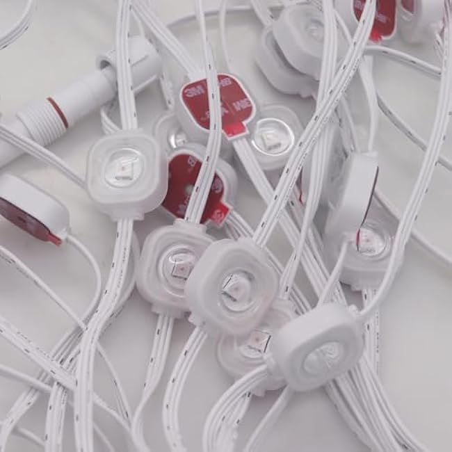 REXTiN Permanent Outdoor Lights 100ft: Smart RGB + IC Eaves Lights IP65 Waterproof for House Party Garden Daily - Compatible with Alexa Google Assistant