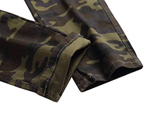 Qimyum Men's Distressed Slim Fit Biker Jeans Stretched Moto Denim Pants (32, Camouflage) #TOP7