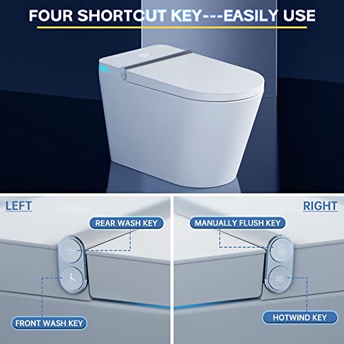 ARRISEA Smart One Piece Toilet , Bidet Seat Combo with Auto Flush,Instant HeatedWater & Warm Elongated Seat, Built-in Water tank Toilet with Dual Flush modes, Dryer, Pre-Wet, LED Night Light