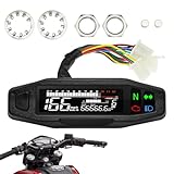 Monozoz Motorrad Tachometer, Motorrad Gauge-Gruppe, 6-Gang-LCD-Display, Tachometer, Motorrad-Tachometer, Tachometer, für die meisten Motorradmodelle, Vergasermotor