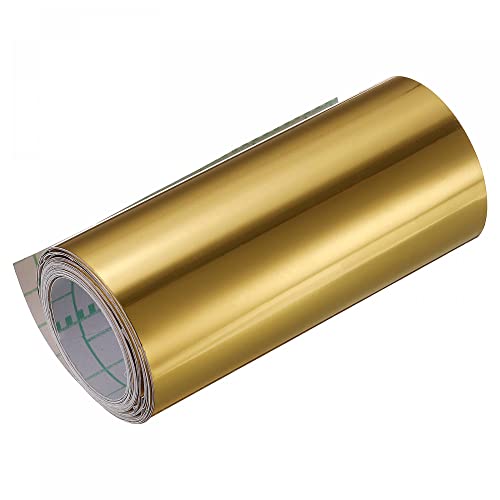 Image of uxcell Waterproof Peel and Stick Decorative Tape Self Adhesive 4.72 inch W x 16.4'L PVC Removable Tape for Wall Edge Glossy Gold Tone (Thickened Style)