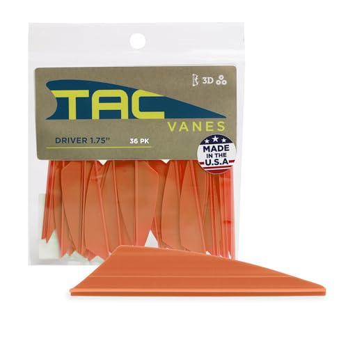 TAC Vanes Driver Hybrid Vanes, Archery & Bow Hunting, 36 Pack, 1.75" Orange
